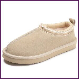 Women's Suede Slippers Memory Foam Faux Fur Lining Water Resistant